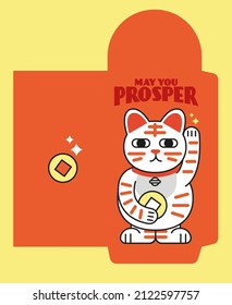 lucky tiger red packet, envelope also known as angpow design template vector, illustration happy chinese new year of the tiger