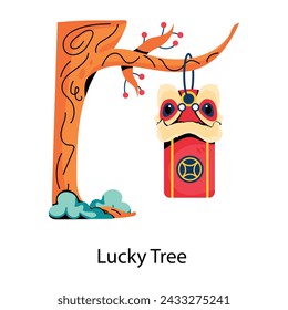Lucky tree flat icon is ready for premium use  