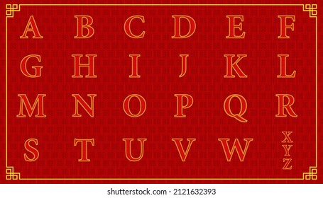 Lucky uppercase alphabet A to Z character consonant for happy chinese new year style. vector illustration eps10
