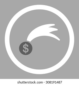 Lucky vector icon. This flat rounded symbol uses dark gray and white colors and isolated on a silver background.