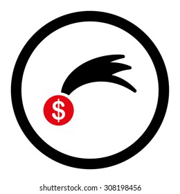 Lucky vector icon. This flat rounded symbol uses intensive red and black colors and isolated on a white background.