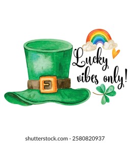 Lucky vibes only, Happy St Patrick's Day vector illustration,  St Patrick's Day vector