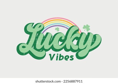 Lucky Vibes Retro St. Patrick's Day Sublimation T shirt design