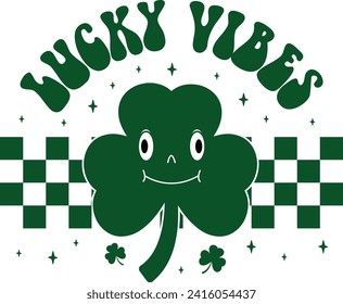 Lucky Vibes St. Patrick's Day Retro Gift T-shirt

