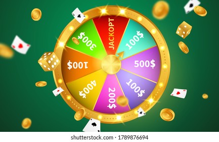 Lucky Wheel Casino Luxury vip invitation with confetti Celebration party Gambling banner background.