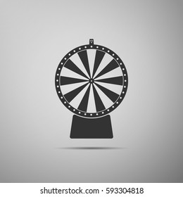 Lucky Wheel Flat Icon On Grey Background. Vector Illustration