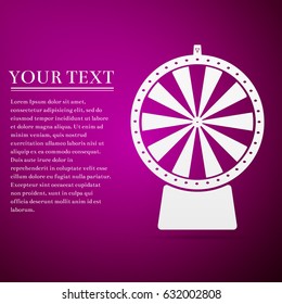 Lucky wheel flat icon on purple background. Vector Illustration