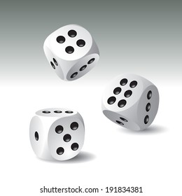 Lucky white dices. Vector illustration