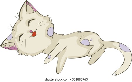  Lucky yellow kitten. Vector illustration