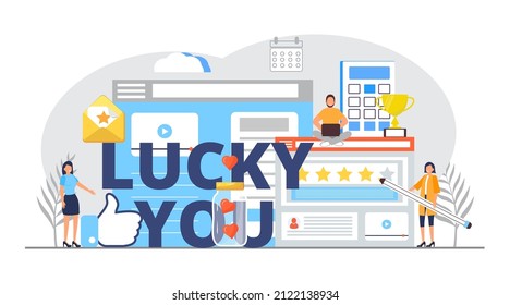 Lucky You, Followers Concept Vector Illustration. Heart, Likes In Social Net. Increase Follower.