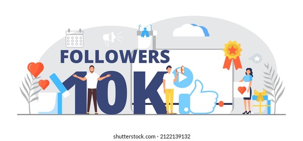 Lucky You, Followers Concept Vector Illustration. Heart, Likes In Social Net. Increase Follower.