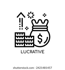 Lucrative Line Icon stock illustration.