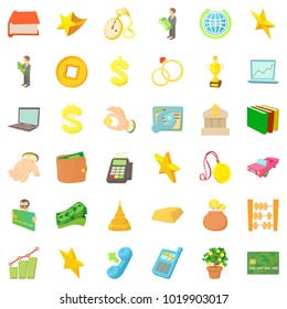 Lucre icons set. Cartoon set of 36 lucre vector icons for web isolated on white background