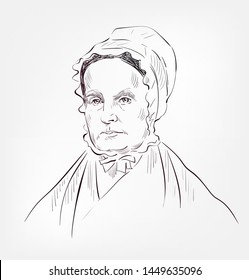 Lucretia Mott  Vector Sketch Portrait Face Famous