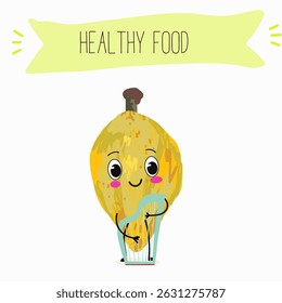 lucuma fruit cute funny cheerful characters with different poses and emotions. Vector hand drawnvector illistration.