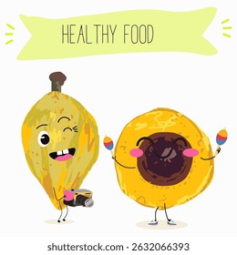 lucuma fruit cute funny cheerful characters with different poses and emotions. Vector hand drawnvector illistration.