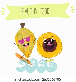lucuma fruit cute funny cheerful characters with different poses and emotions. Vector hand drawnvector illistration.