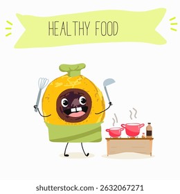 lucuma fruit cute funny cheerful characters with different poses and emotions. Vector hand drawnvector illistration.
