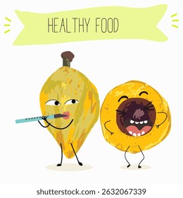 lucuma fruit cute funny cheerful characters with different poses and emotions. Vector hand drawnvector illistration.
