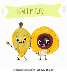 lucuma fruit cute funny cheerful characters with different poses and emotions. Vector hand drawnvector illistration.