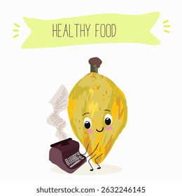 lucuma fruit cute funny cheerful characters with different poses and emotions. Vector hand drawnvector illistration.