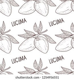 Lucuma. Fruit. Seamless, background, wallpaper, texture. Sketch. Monophonic.