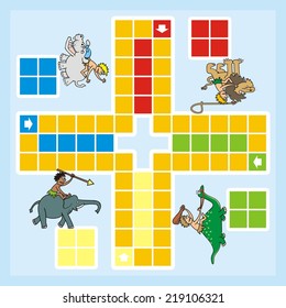 Ludo, animals, board game, vector icon