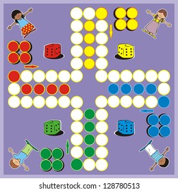 ludo, board game, children, fun, vector illustration