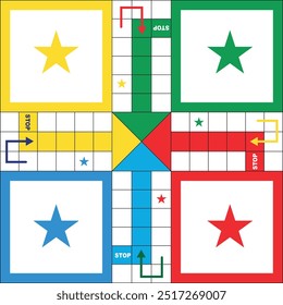 Ludo board game. Ludo game board design.Classic family board game. Vector ludo board family game.