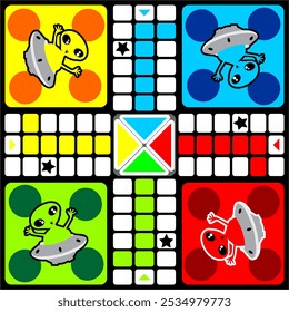 modelo de jogo de tabuleiro ludo com tema alienígena