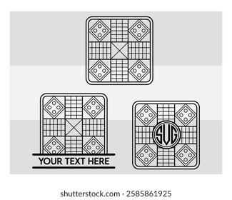 Ludo Board, Ludo Board outline, Ludo game, Ludo Vector Images, clipart,  Monogram, Split Monogram, Circle Monogram ,