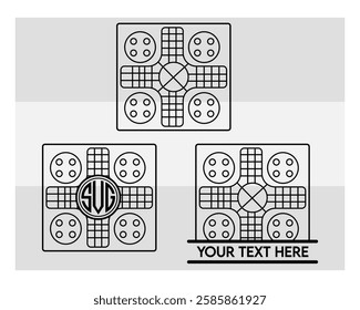 Ludo Board, Ludo Board outline, Ludo game, Ludo Vector Images, clipart,  Monogram, Split Monogram, Circle Monogram ,