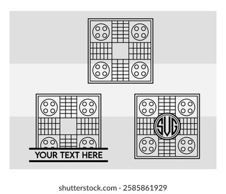 Ludo Board, Ludo Board outline, Ludo game, Ludo Vector Images, clipart,  Monogram, Split Monogram, Circle Monogram ,