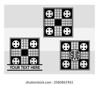 Ludo Board, Ludo Board Silhouette, Ludo game, Ludo Vector Images, clipart, Monogram, Split Monogram, Circle Monogram