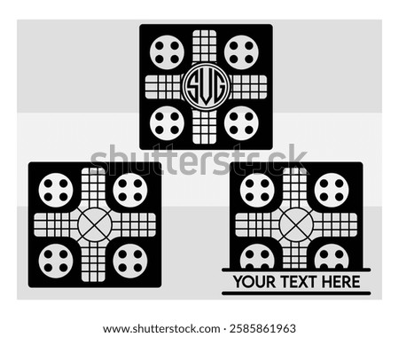 Ludo Board, Ludo Board Silhouette, Ludo game, Ludo Vector Images, clipart, Monogram, Split Monogram, Circle Monogram