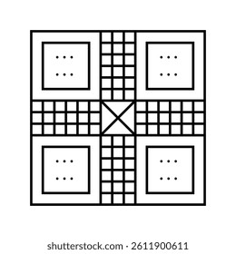 ludo board board table line icon vector. ludo board board table sign. isolated contour symbol black illustration