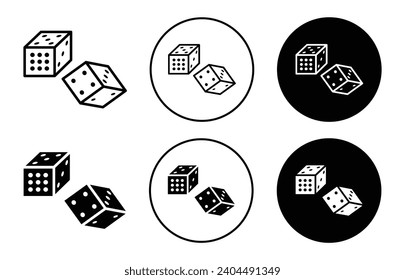 Ludo Dice icon. online poker or ludo game dices of two square to play luck or chance game. six side dots of ludo dice cube with random rolling of domino from 1,2,3,4,5,6 number symbol vector.   