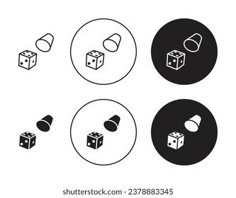 Ludo Dice icon set. casino game dice vector symbol in black filled and outlined style.
