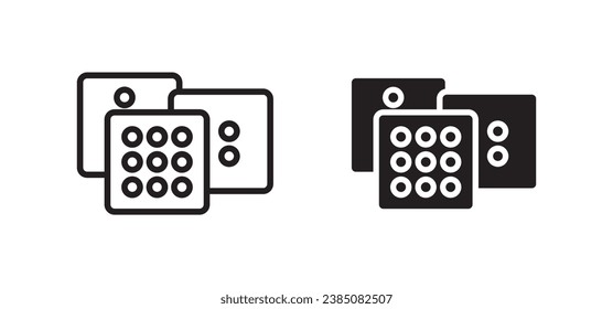 Ludo Dice line icon set. Casino game dice symbol for UI designs. In black color.