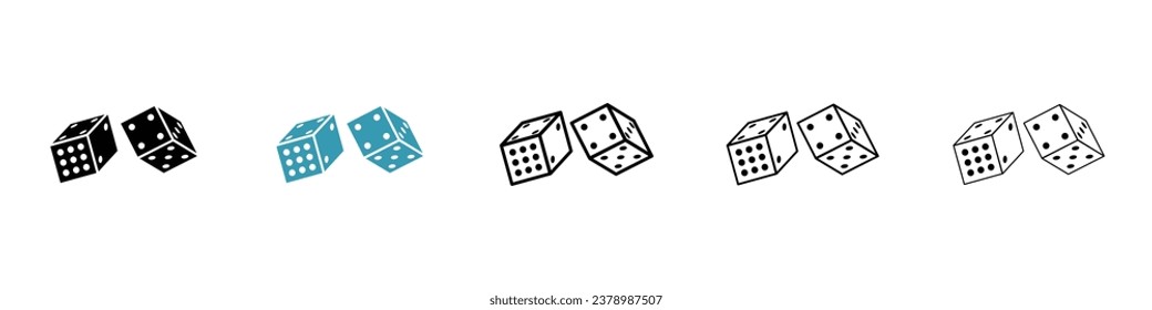 Juego de iconos de línea delgada del vector de Ludo Dice. juego de casino dice símbolo vector para diseños de web ui