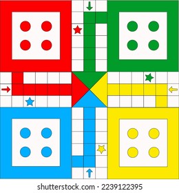 Ludo game illustration design vector. Vector ludo game board. ludo board design.