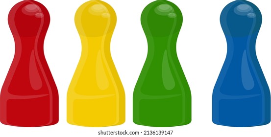 Ludo game pawns, illustration, vector on a white background.