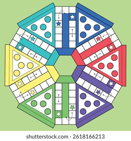 Ludo game vector illustration design. Vector Ludo game board. Ludo board design. Ludo card template.