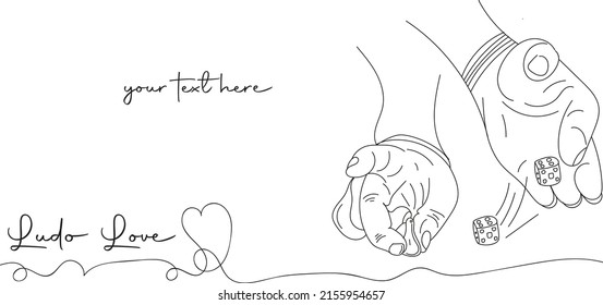 Ludo logo, Indoor game vector illustration, outline sketch drawing of ludo playing hands, Indian indoor game illustration