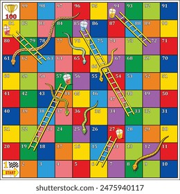 Ludo Snakes and Ladder Board Games Contrast Color for Family and Kids, eps