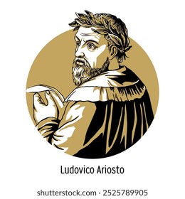 Ludovico Ariosto was an Italian poet and playwright of the Renaissance. Hand drawn vector illustration