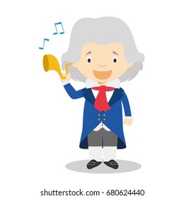 Ludwig van Beethoven cartoon character. Vector Illustration. Kids History Collection.