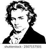 Ludwig van Beethoven classical music composer black and white silhouette