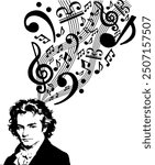 Ludwig van Beethoven classical music composer black and white silhouette