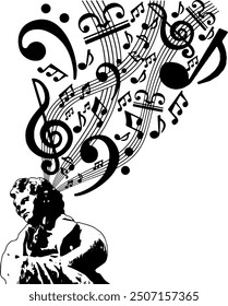 Ludwig van Beethoven classical music composer black and white silhouette